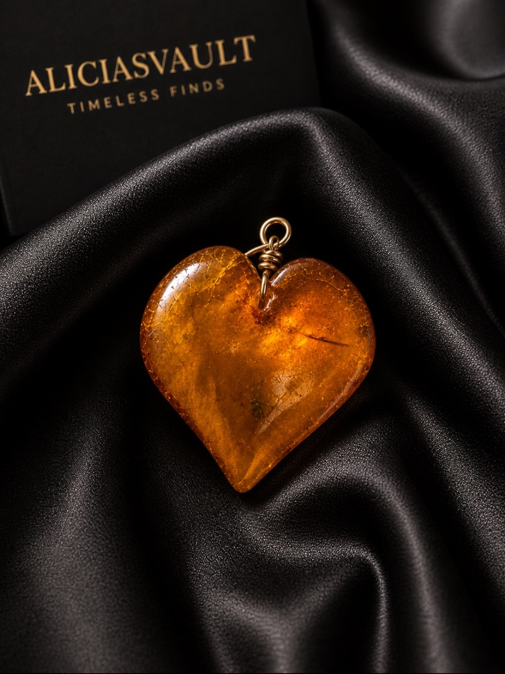 Genuine Amber Heart Pendant | Hand Carved Honey Baltic Boho - Picture 4 of 5